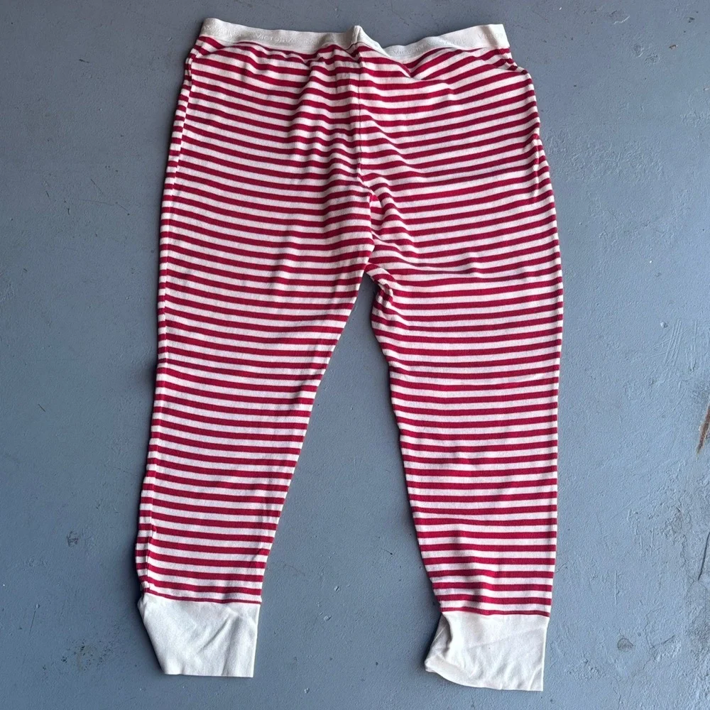 Victoria's Secret Red and White Striped thermal pajamas/ Loungewear